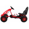 Kart cu pedale, 4 roti, scaun reglabil, volan, frana de mana, cutie viteze, rosu