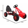 Kart cu pedale, 4 roti, scaun reglabil, volan, frana de mana, cutie viteze, rosu