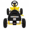 Kart cu pedale, 4 roti, scaun reglabil, volan, frana de mana, cutie viteze, galben