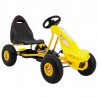 Kart cu pedale, 4 roti, scaun reglabil, volan, frana de mana, cutie viteze, galben