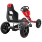Kart cu pedale, roti spuma EVA, scaun reglabil, cutie viteze, volan, frana de mana, rosu