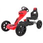 Kart cu pedale, roti spuma EVA, scaun reglabil, cutie viteze, volan, frana de mana, rosu
