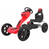 Kart cu pedale, roti spuma EVA, scaun reglabil, cutie viteze, volan, frana de mana, rosu