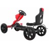 Kart cu pedale, roti spuma EVA, scaun reglabil, cutie viteze, volan, frana de mana, rosu