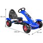 Kart cu pedale, scaun reglabil, transmisie pe lant, cutie viteze, volan, frana de mana, albastru