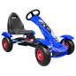 Kart cu pedale, scaun reglabil, transmisie pe lant, cutie viteze, volan, frana de mana, albastru