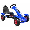 Kart cu pedale, scaun reglabil, transmisie pe lant, cutie viteze, volan, frana de mana, albastru