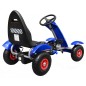 Kart cu pedale, scaun reglabil, transmisie pe lant, cutie viteze, volan, frana de mana, albastru