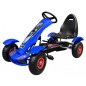 Kart cu pedale, scaun reglabil, transmisie pe lant, cutie viteze, volan, frana de mana, albastru