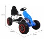 Kart cu pedale, roti spuma EVA, transmisie pe lant, volan, frana de mana, albastru Kart cu pedale, roti spuma EVA, transmisie pe lant, volan, frana de mana, albastru