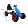 Kart cu pedale, roti spuma EVA, transmisie pe lant, volan, frana de mana, albastru