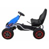 Kart cu pedale, roti spuma EVA, transmisie pe lant, volan, frana de mana, albastru