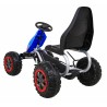 Kart cu pedale, roti spuma EVA, transmisie pe lant, volan, frana de mana, albastru