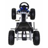Kart cu pedale, roti spuma EVA, transmisie pe lant, volan, frana de mana, albastru