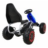 Kart cu pedale, roti spuma EVA, transmisie pe lant, volan, frana de mana, albastru