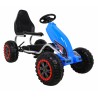 Kart cu pedale, roti spuma EVA, transmisie pe lant, volan, frana de mana, albastru