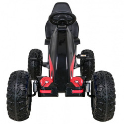 Kart cu pedale, roti spuma EVA, transmisie pe lant, volan, frana de mana, negru