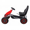 Kart cu pedale, roti spuma EVA, transmisie pe lant, volan, frana de mana, rosu