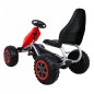 Kart cu pedale, roti spuma EVA, transmisie pe lant, volan, frana de mana, rosu