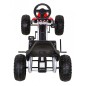 Kart cu pedale, roti spuma EVA, transmisie pe lant, volan, frana de mana, rosu