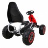 Kart cu pedale, roti spuma EVA, transmisie pe lant, volan, frana de mana, rosu
