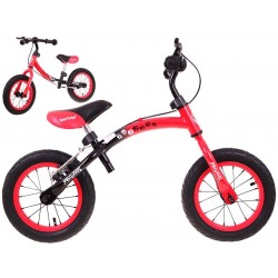 Bicicleta copii, fara pedale, 12 inch, scaun din piele eco, reglabil, rosu