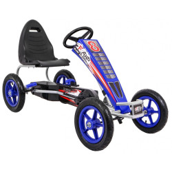 Kart cu pedale, cutie de viteze, volan, transmisie lant, frana de mana, albastru