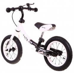 Bicicleta copii, fara pedale, 12 inch, cadru reversibil, Boomerang, alb