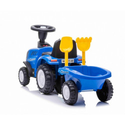 Tractor cu remorca pentru copii, volan, claxon, faruri LED, accesorii gradinarit