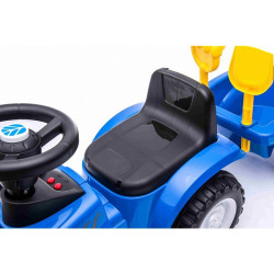 Tractor cu remorca pentru copii, volan, claxon, faruri LED, accesorii gradinarit