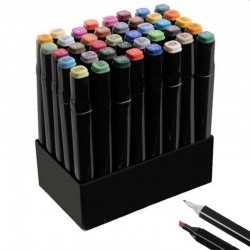 Set 40 markere multicolore cu 2 capete pentru scriere, geanta depozitare inclusa