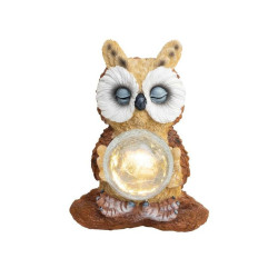 Figurina solara Bufnita, LED alb cald, design realist, inaltime 23 cm