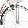 Bicicleta dama, Venssini, 28 inch, cadru otel, V-brake, 6 viteze, cos frontal alb, portbagaj