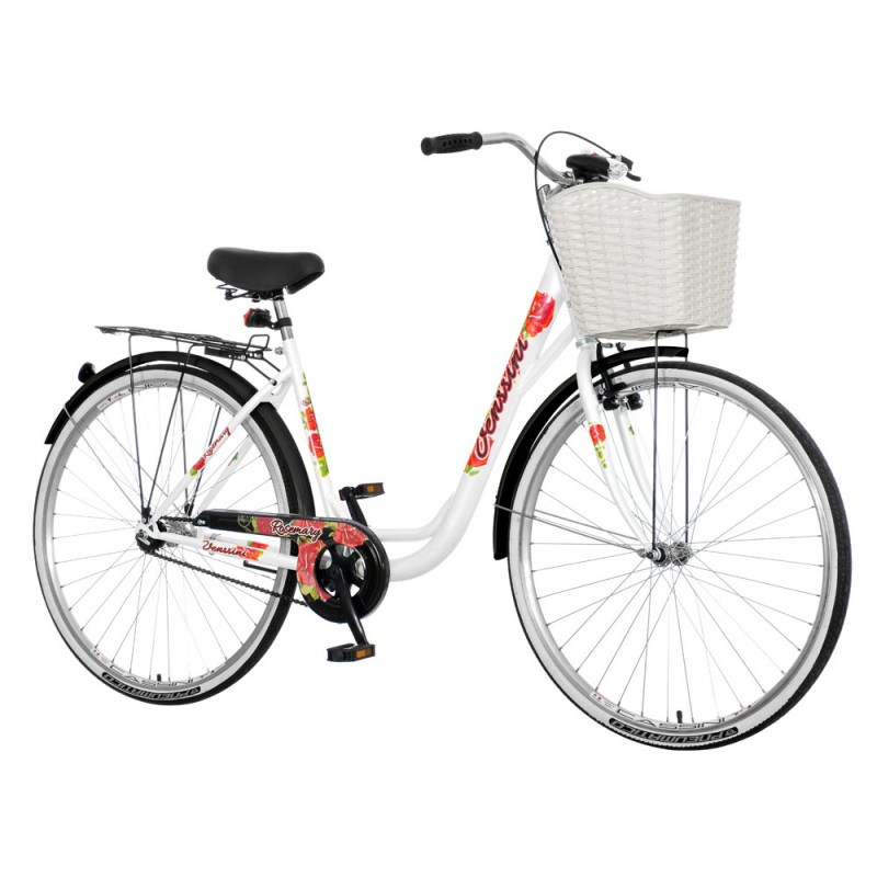 Bicicleta dama, 28 inch, cadru otel, cos frontal alb, portbagaj, Venssini Rosemary, resigilat Bicicleta dama, 28 inch, cadru otel, cos frontal alb, portbagaj, Venssini Rosemary, resigilat
