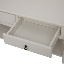 Masuta cafea 100x60x49 cm, picioare lemn pin alb, MDF, 2 sertare, raft depozitare