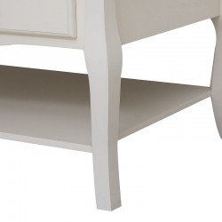 Masuta cafea 100x60x49 cm, picioare lemn pin alb, MDF, 2 sertare, raft depozitare