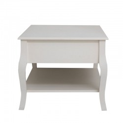 Masuta cafea 100x60x49 cm, picioare lemn pin alb, MDF, 2 sertare, raft depozitare