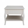 Masuta cafea 100x60x49 cm, picioare lemn pin alb, MDF, 2 sertare, raft depozitare