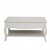 Masuta cafea 100x60x49 cm, picioare lemn pin alb, MDF, 2 sertare, raft depozitare