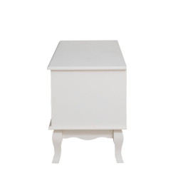 Comoda TV 120x40x50 cm, rafturi, 2 dulapuri depozitare, picioare lemn pin, MDF, alb