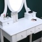 Set masa de toaleta 140x80x40 cm, oglinda si scaun incluse, 5 sertare