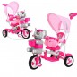 Tricicleta copii 2 in 1, balansoar cu efecte sonore, protectie soare, suport picioare, Happy Elephan roz