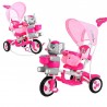 Tricicleta copii 2 in 1, balansoar cu efecte sonore, protectie soare, suport picioare, Happy Elephan roz