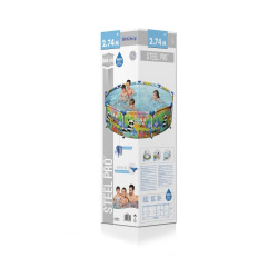 Piscina rotunda diametru 274 cm, cadru metal, 3221 litri, inaltime 66 cm, multicolora