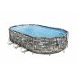Piscina ovala 610x366x122 cm, cadru metalic, design piatra, scara, pompa 32W, 20241 litri