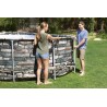 Piscina ovala 610x366x122 cm, cadru metalic, design piatra, scara, pompa 32W, 20241 litri