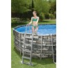 Piscina ovala 610x366x122 cm, cadru metalic, design piatra, scara, pompa 32W, 20241 litri