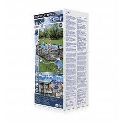 Piscina ovala 610x366x122 cm, cadru metalic, design piatra, scara, pompa 32W, 20241 litri