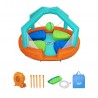 Spatiu de joaca gonflabil, water park copii, minge pulverizatoare, 4 platforme joc, pompa, 450x450x268 cm