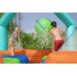 Spatiu de joaca gonflabil, water park copii, minge pulverizatoare, 4 platforme joc, pompa, 450x450x268 cm